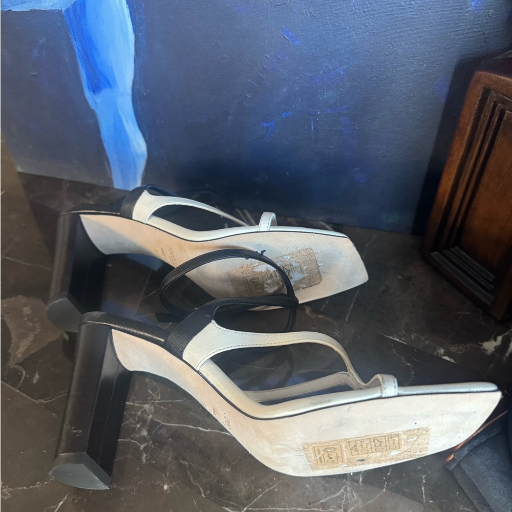 Jimmy Choo Black and White Heels with Modern Silhouette